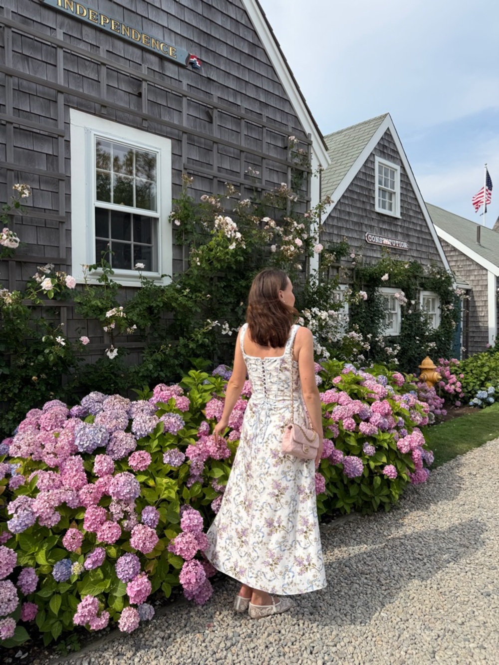 House of CB White Floral Maxi Dress with Pastel Accents